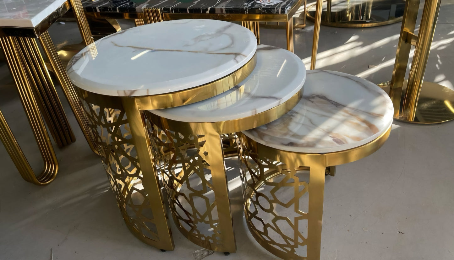 Round Nested gold side tables