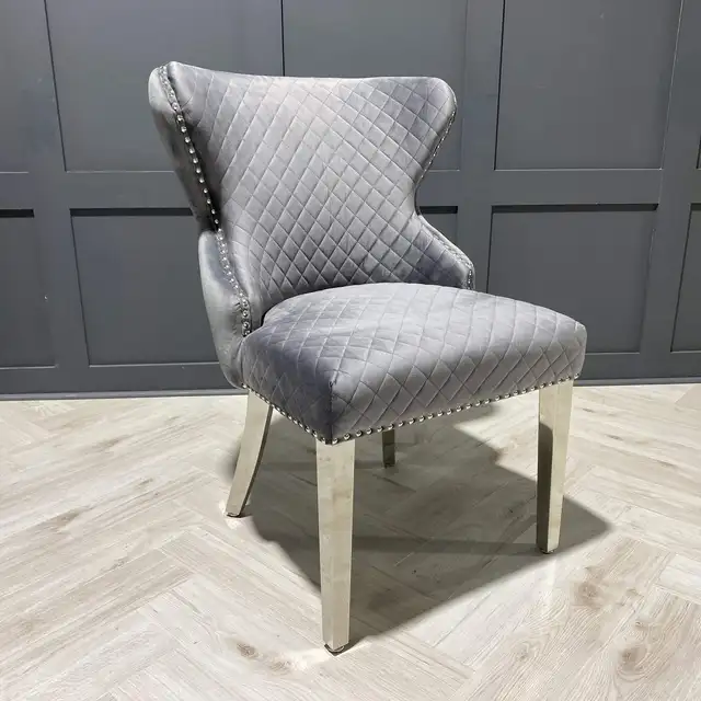 silver grey velvet dining chair