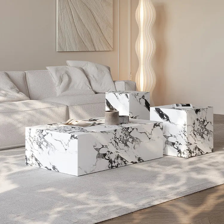 3 piece marble Coffee table side table tea set