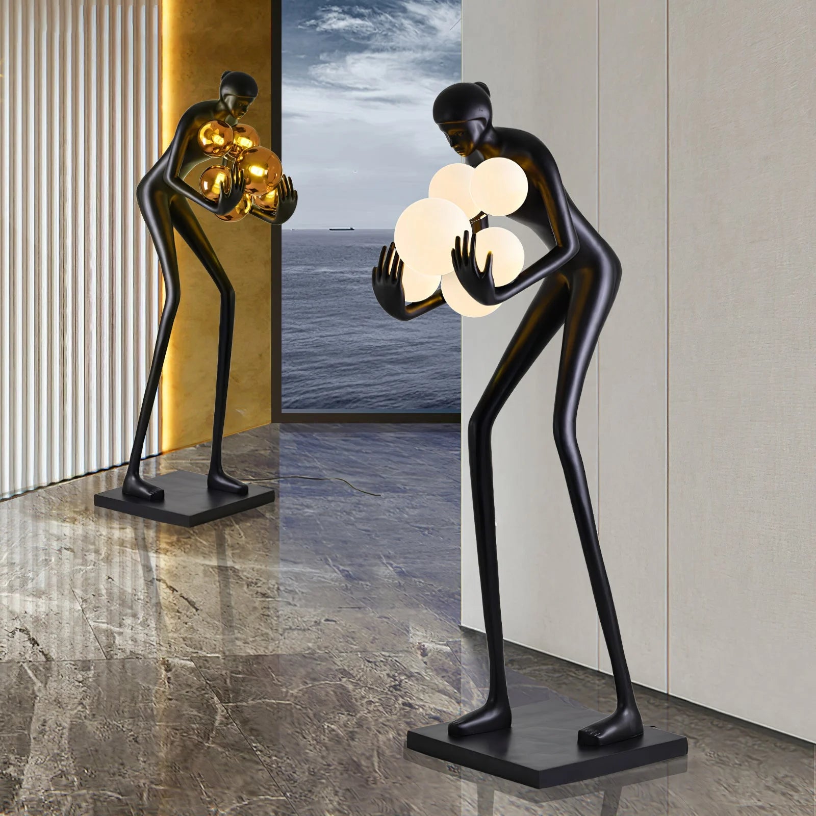 Lady life size sculpture lamp