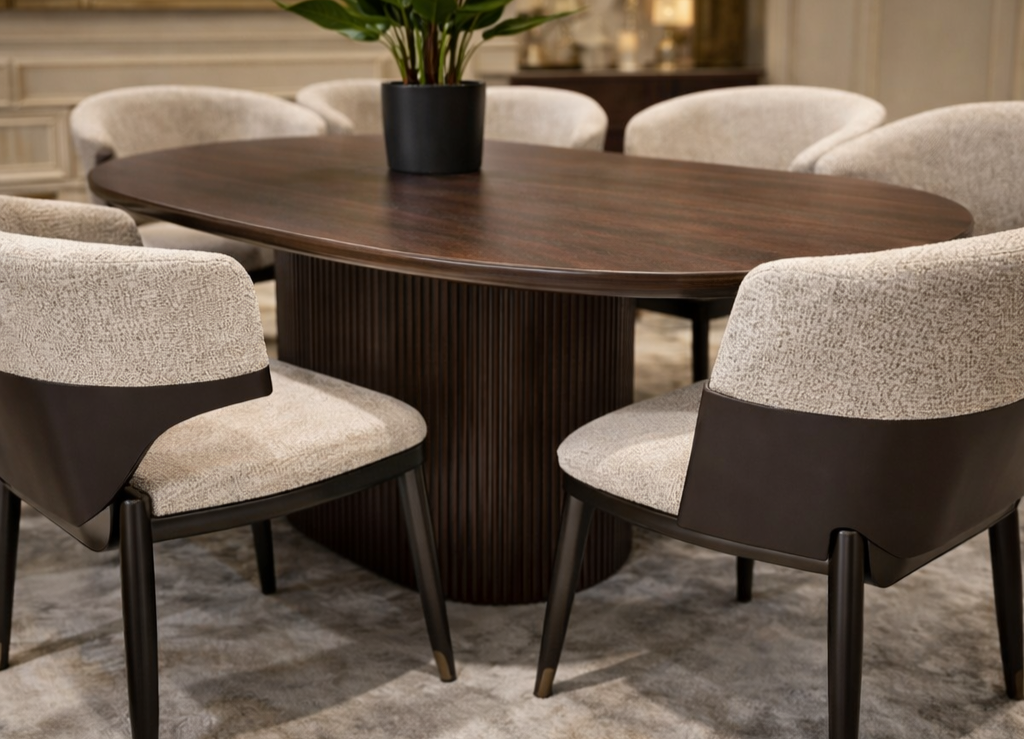 6 seater Oval wood dining set