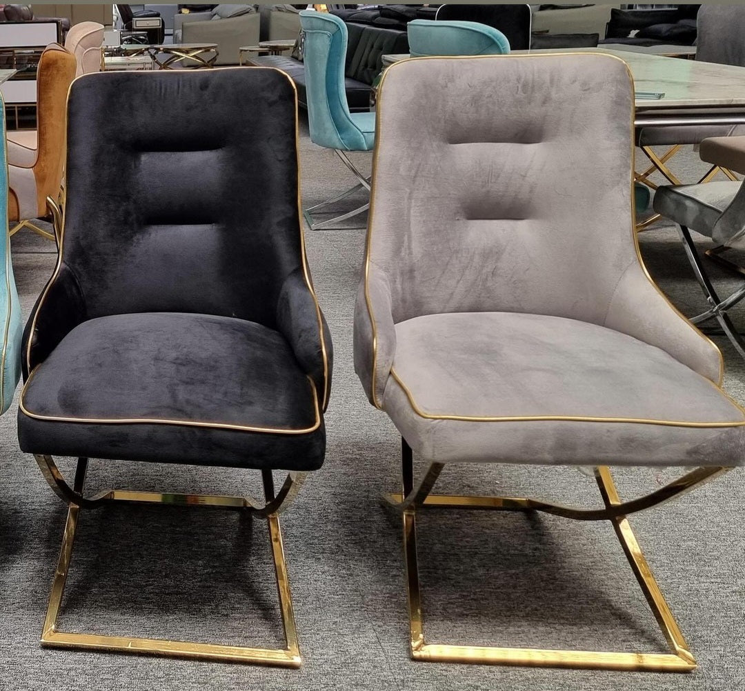 Grey and gold dining chairs 