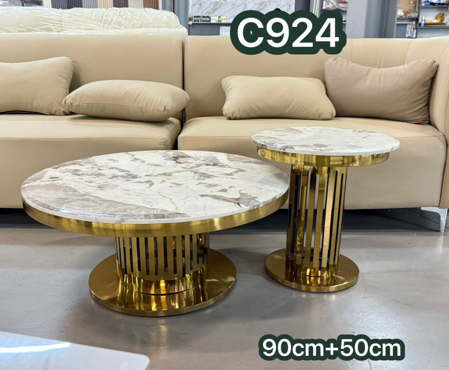 White gold marble round coffee table 