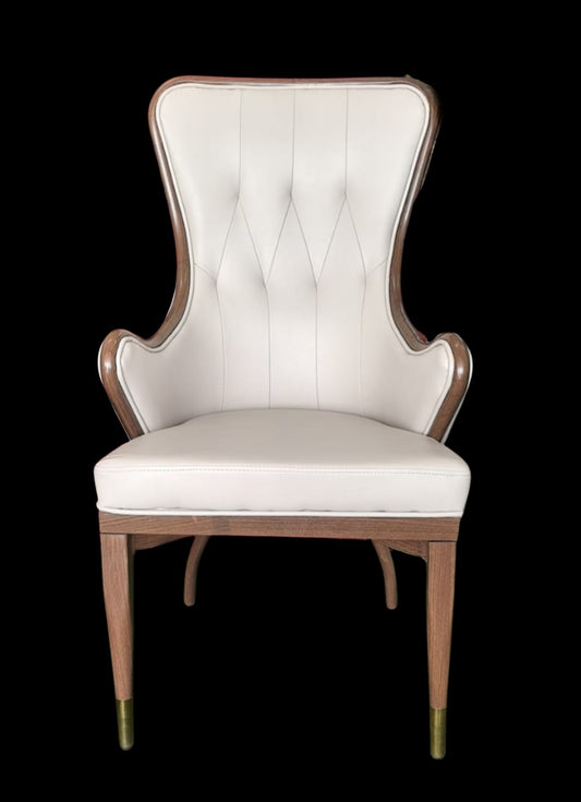 Cream and wood Victorian dining chair