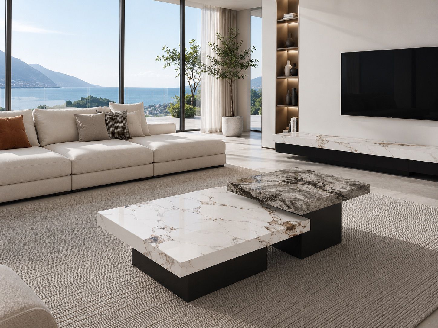 Marble nested coffee table