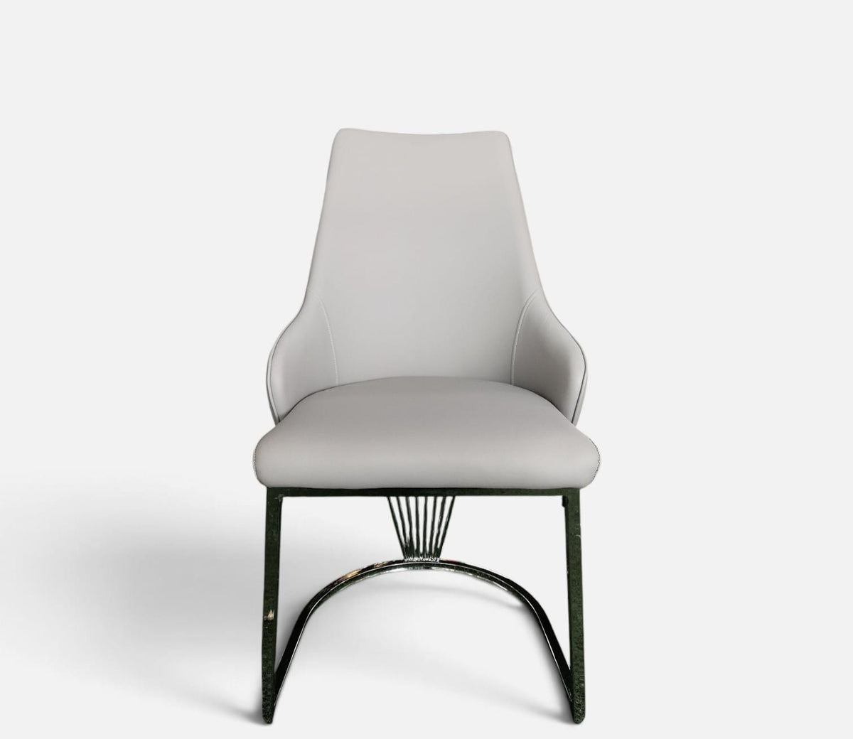 Grey and silver leather dining chairs
