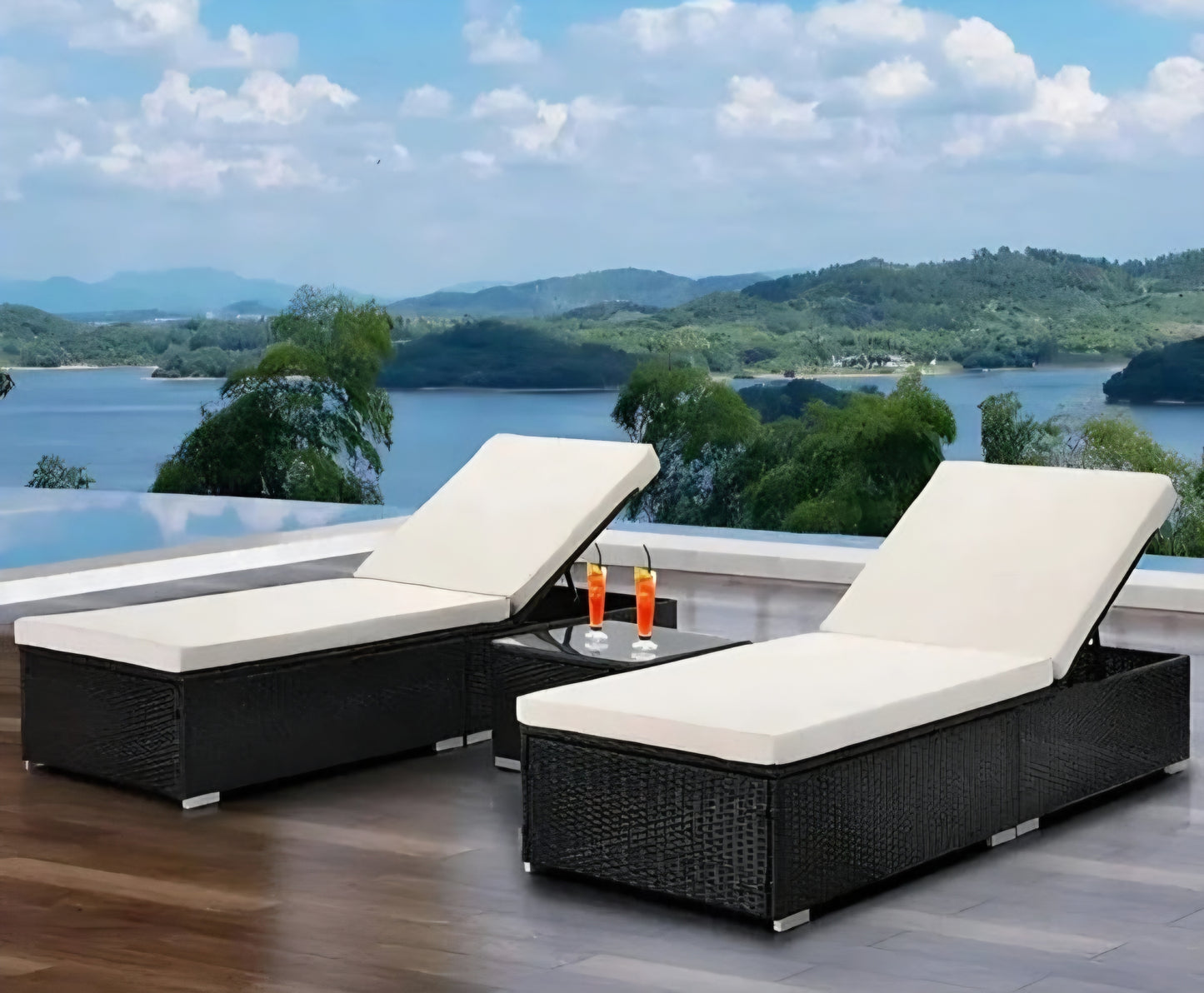 Outdoor loungers rattan 