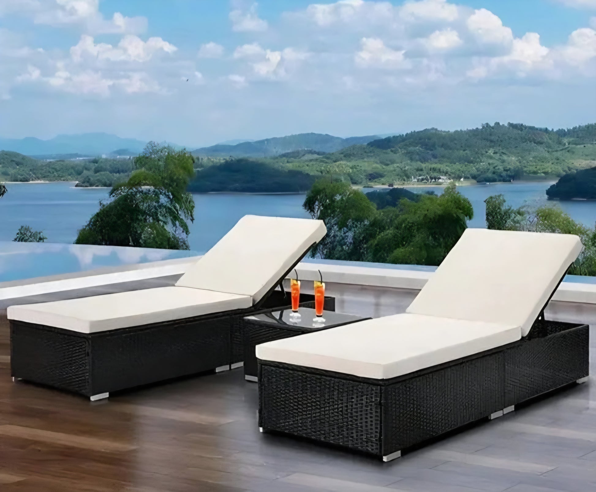 Outdoor loungers rattan 