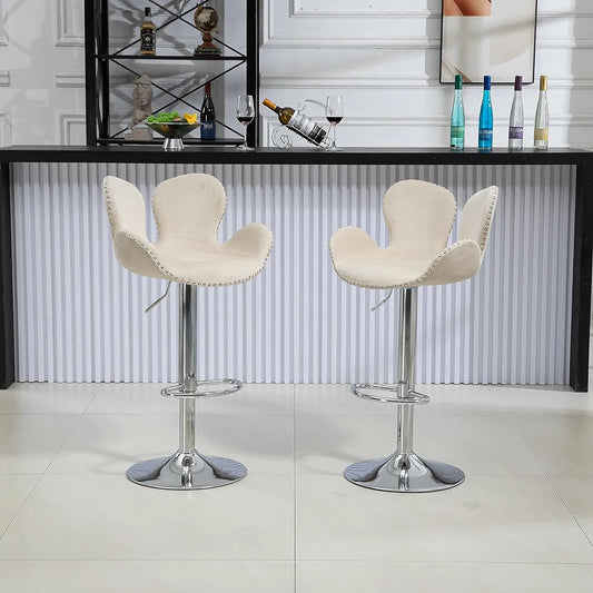 cream and silver bar chairs