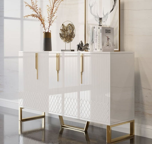 White and gold server buffet table