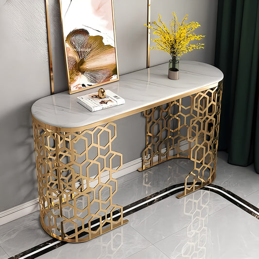 Gold condole server table marble top