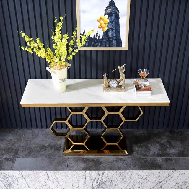 Gold console marble top