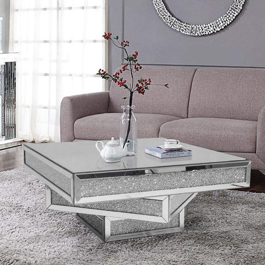 crushed diamond silver coffee table