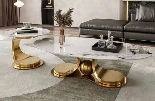 gold ball coffee table marble top
