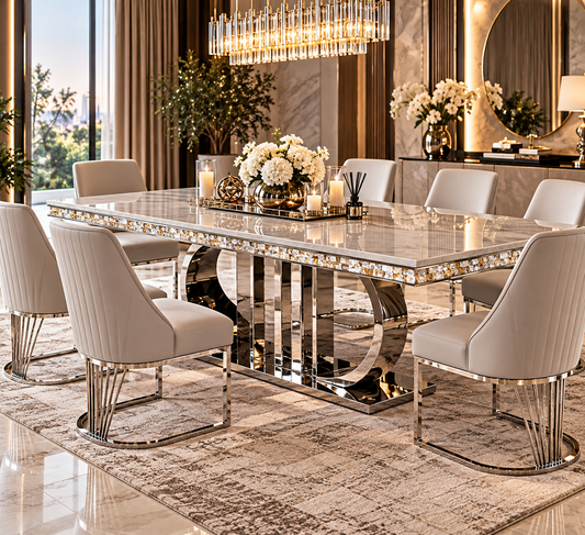 Silver marble Dior dining table 