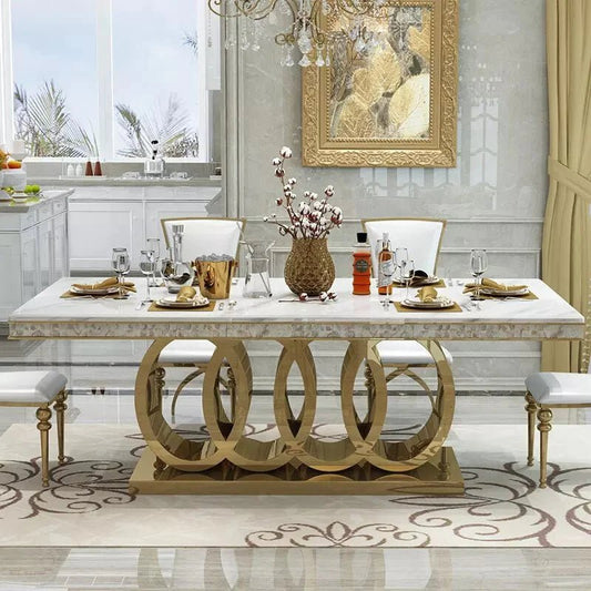 gold ring marble audi dining table dolce vita