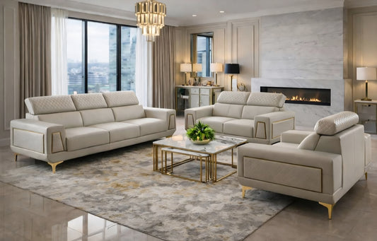 Beige Leather lounge suite 