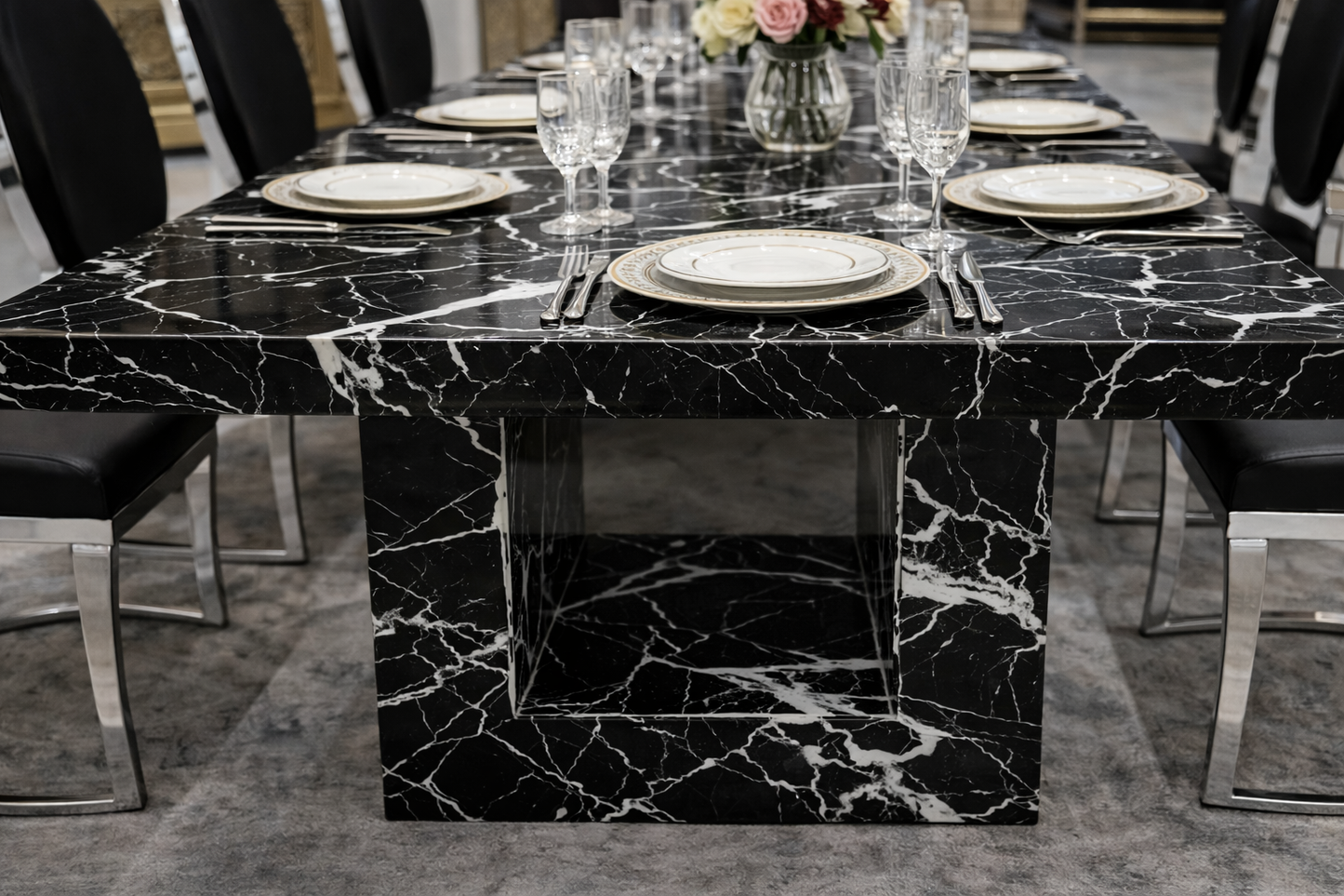 12, 14 seater marble dining table black marble 