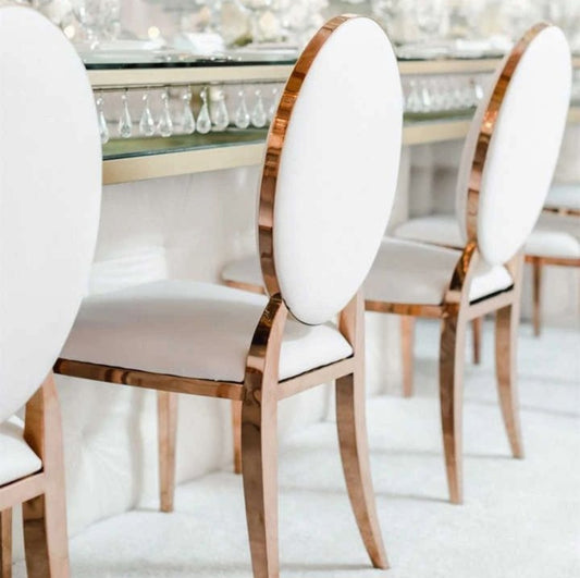 Rose gold and white dining chair 