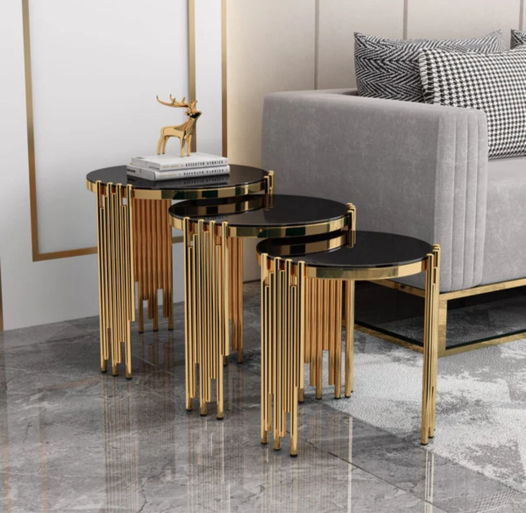 Black and gold nested side tables 3 piece