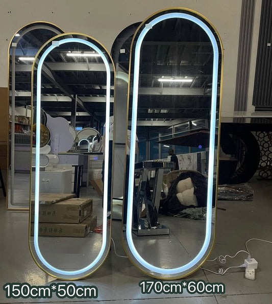 Oval led standing mirrors 