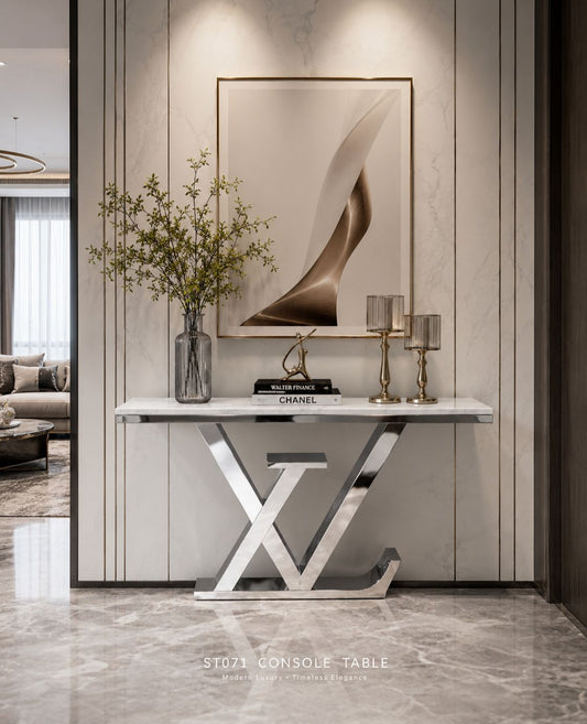 Silver Louis Vuitton console table server