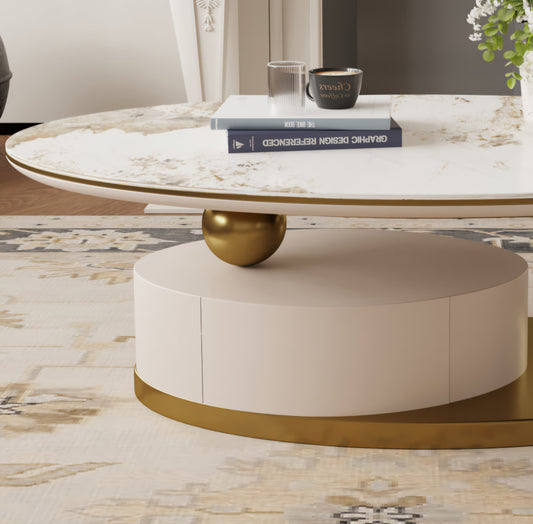 Gold oval coffee table 