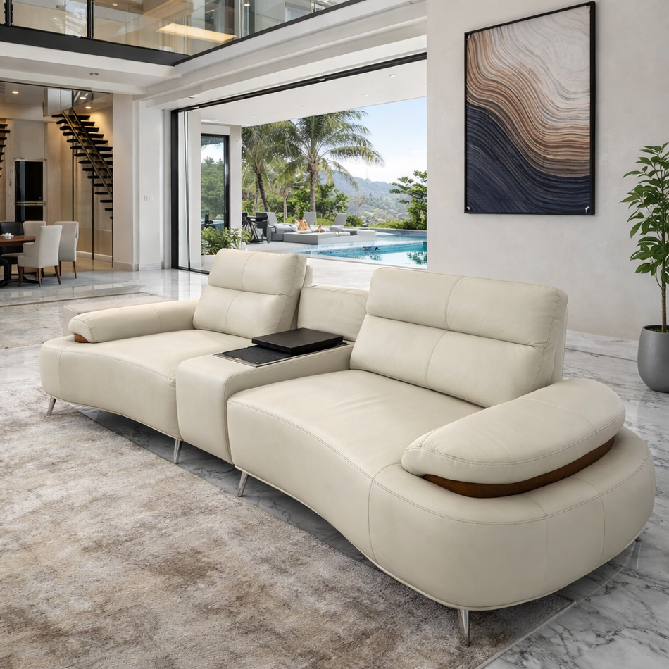 Leather cream smart lounge set