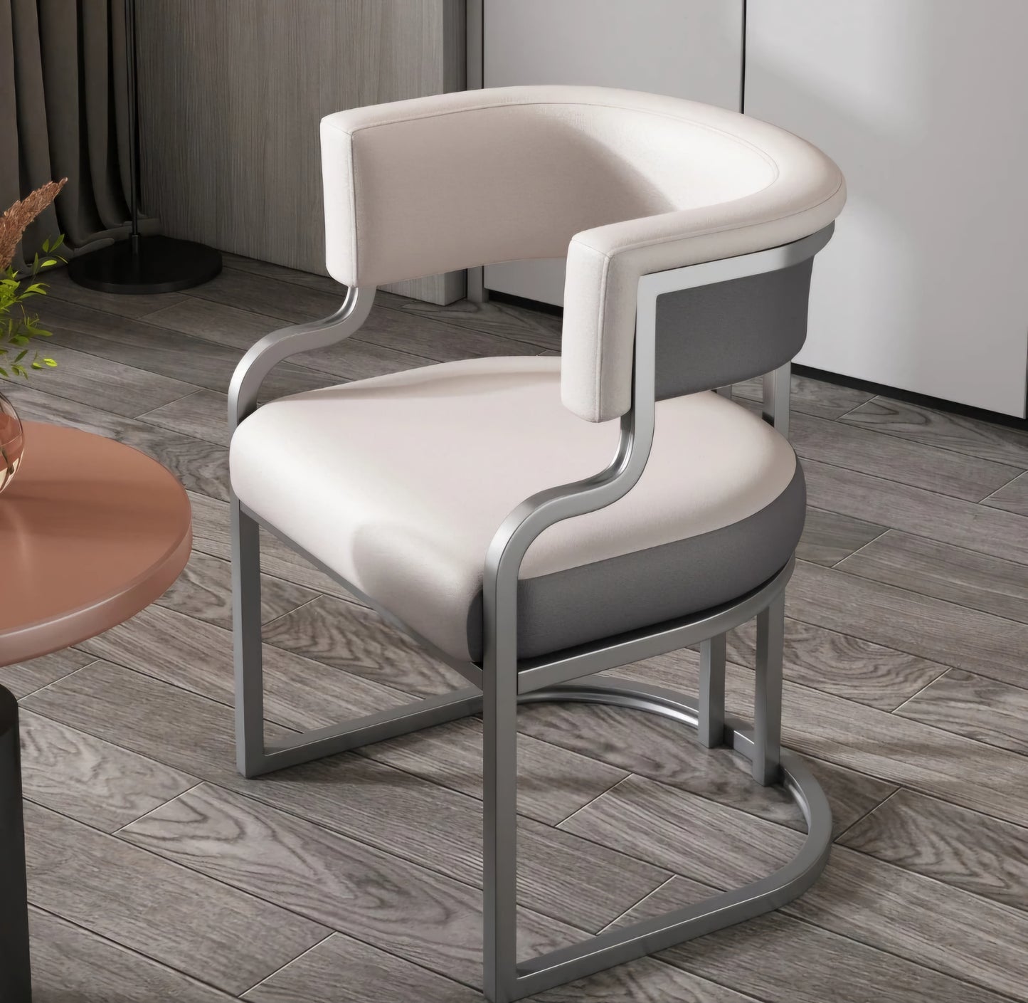 Silver leather dining chairs