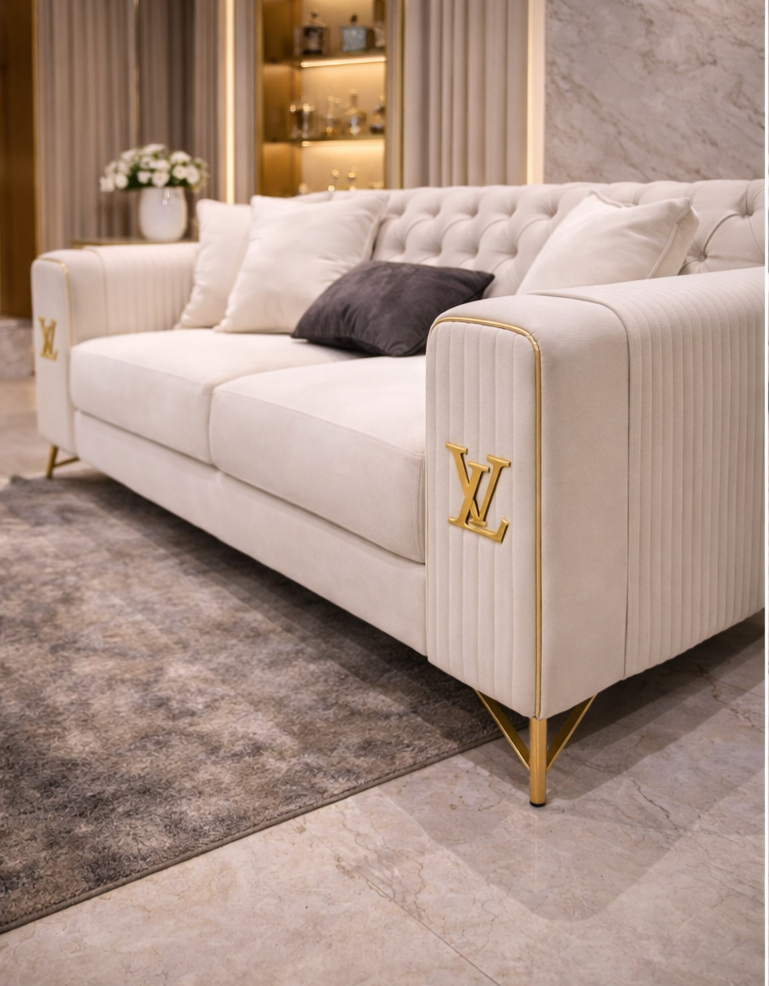 Louis vuitton lounge set cream white LV designer couch