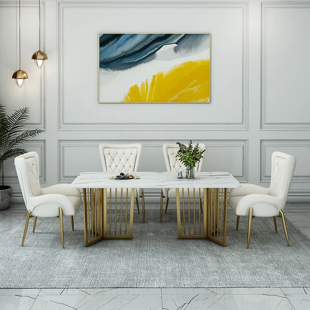 6 seater gold dining set