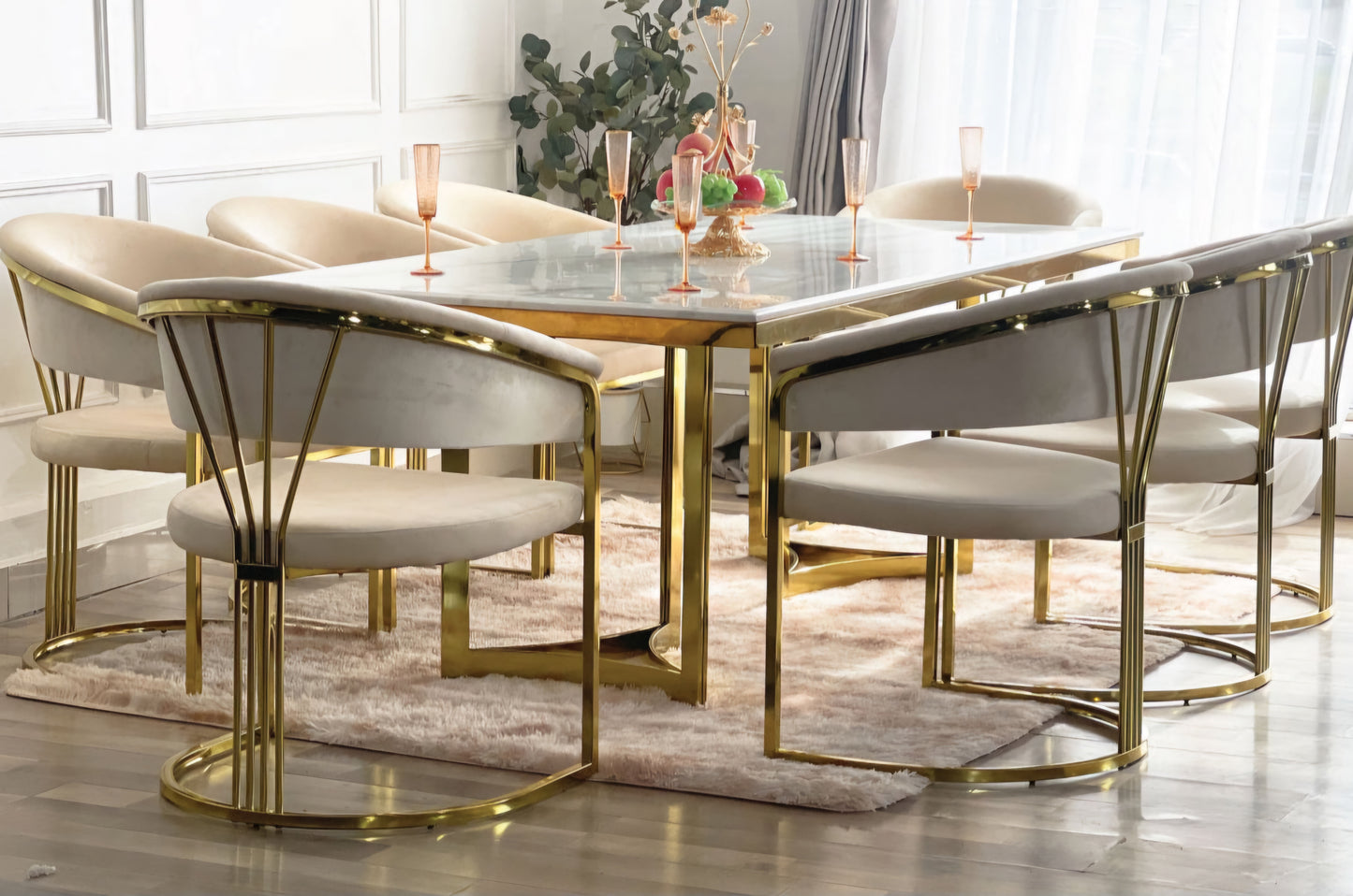 Gold and grey dining chair 