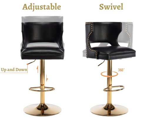 black leather gold bar chairs