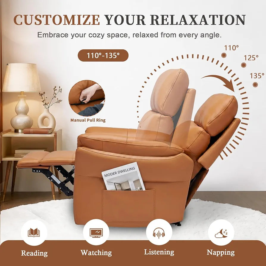 Brown single leather recliner 