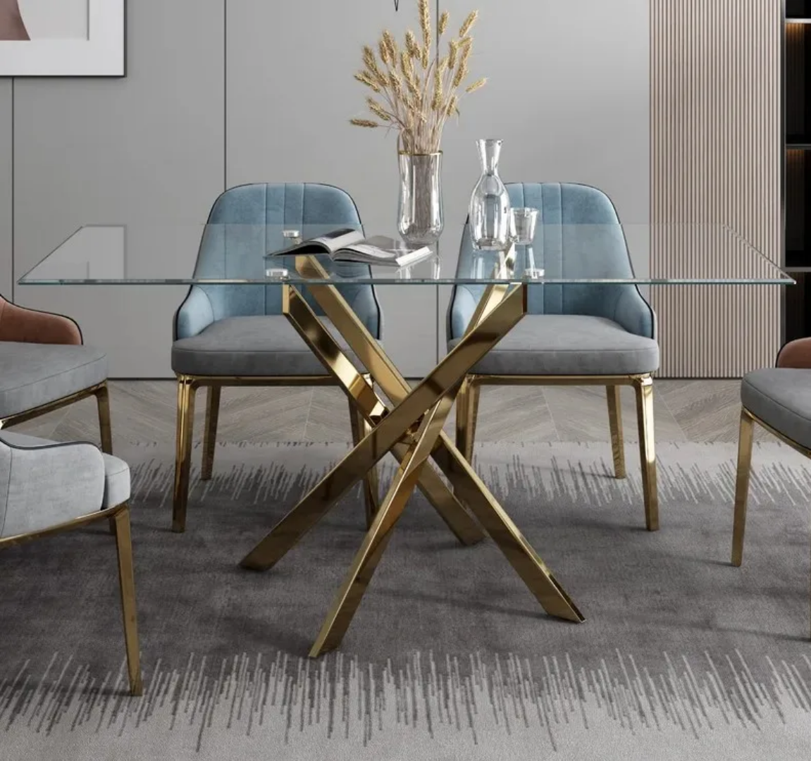 Gold glass dining table 