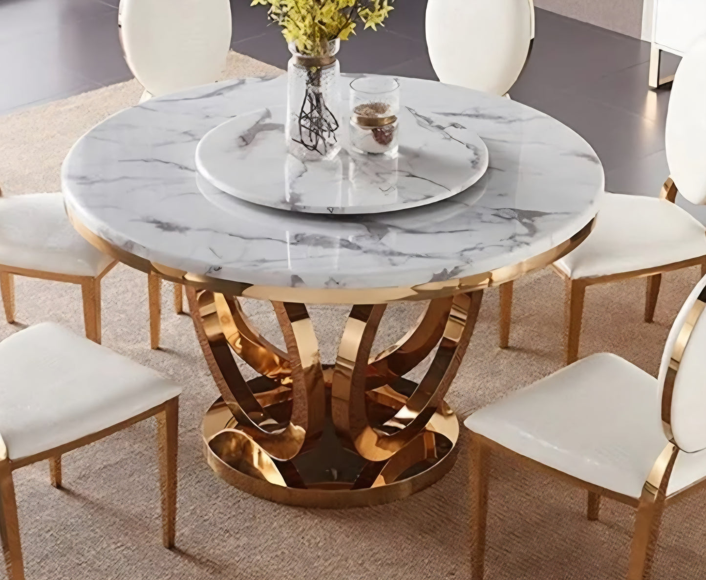 round marble gold dining table