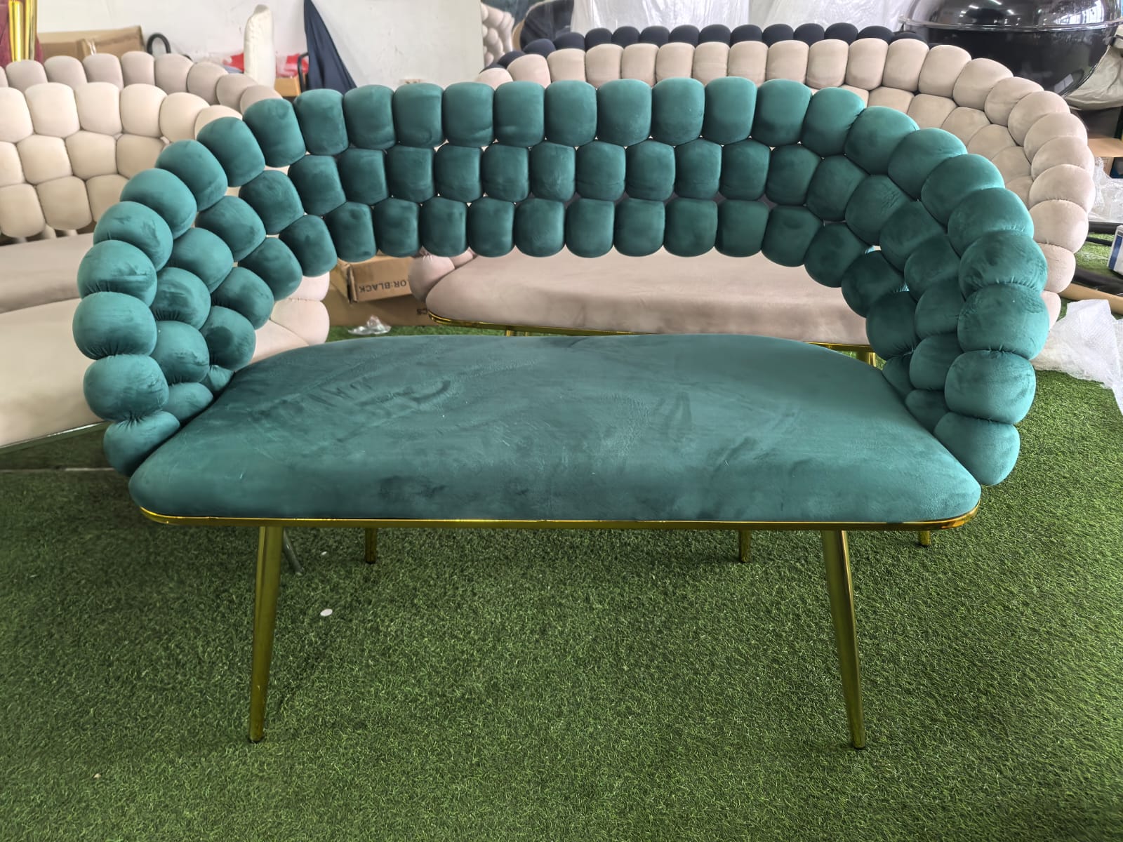 Blue bubble Bench velvet