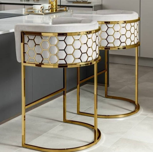 gold luxury bar chairs white velvet