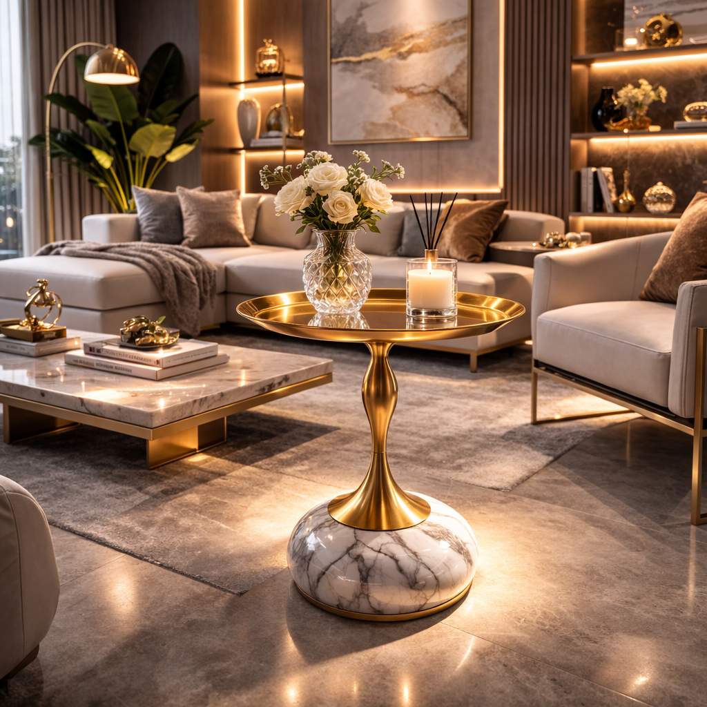 Marble gold side table