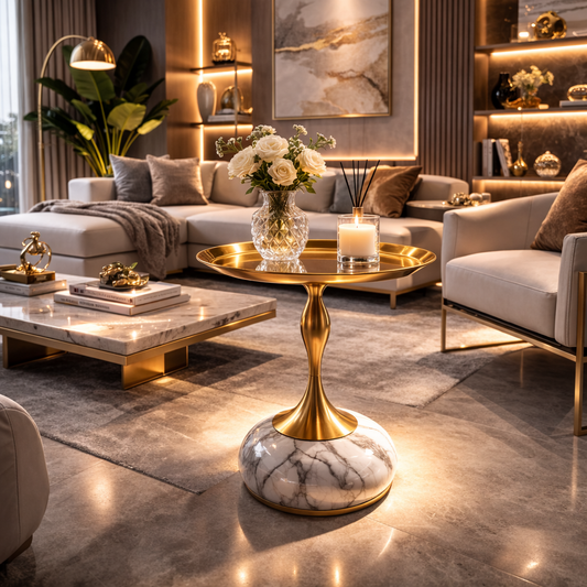 Marble gold side table
