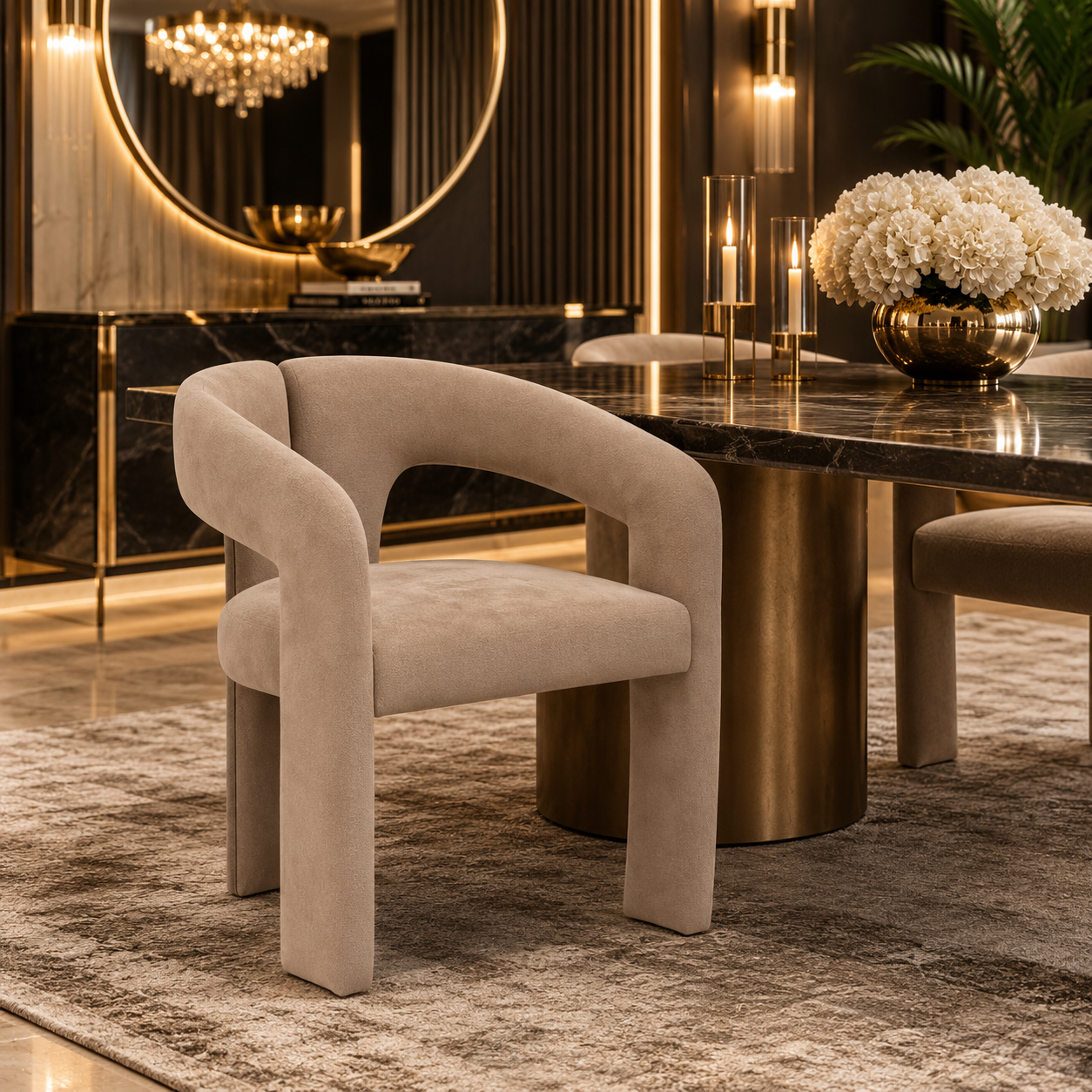 Modern dining tub chairs velvet