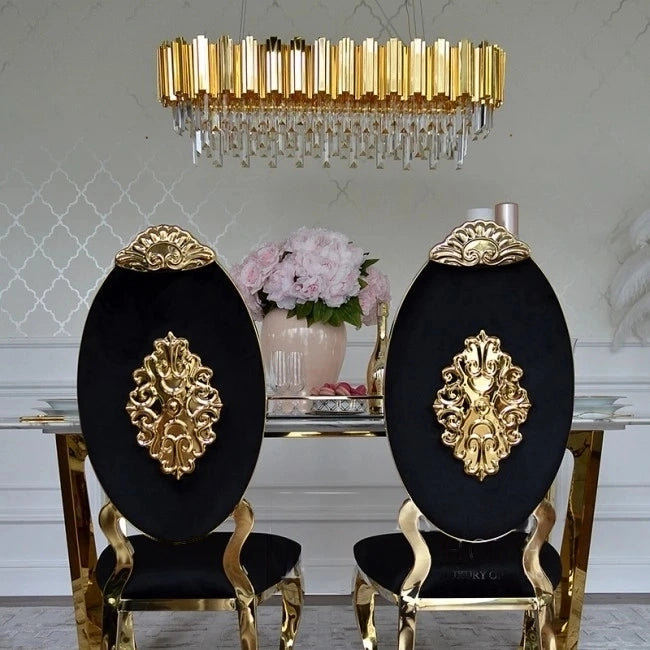 velvet dining chairs black gold