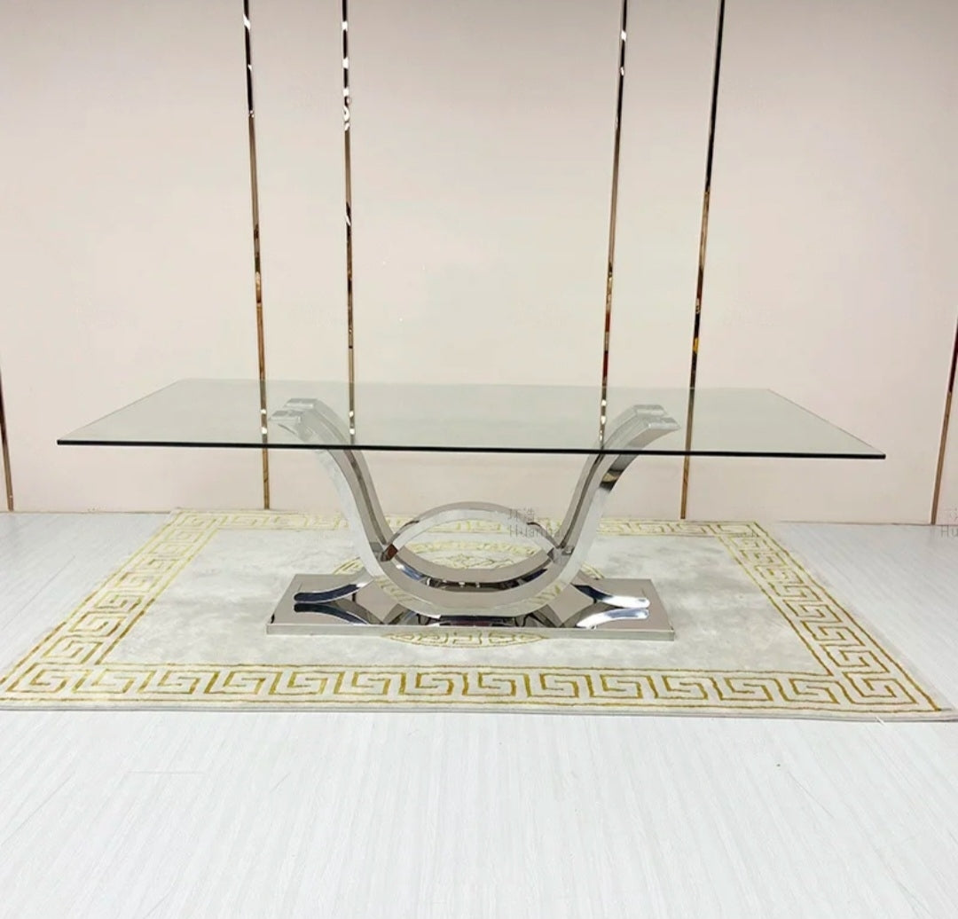 10 seater glass dining table