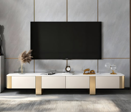 White and gold tv stand 2m