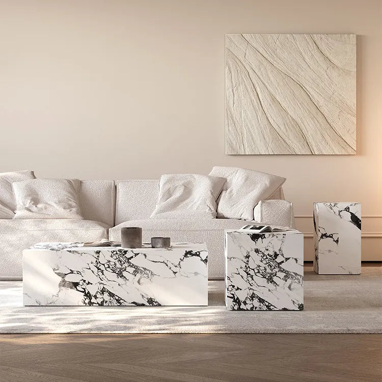 3 piece marble Coffee table side table tea set