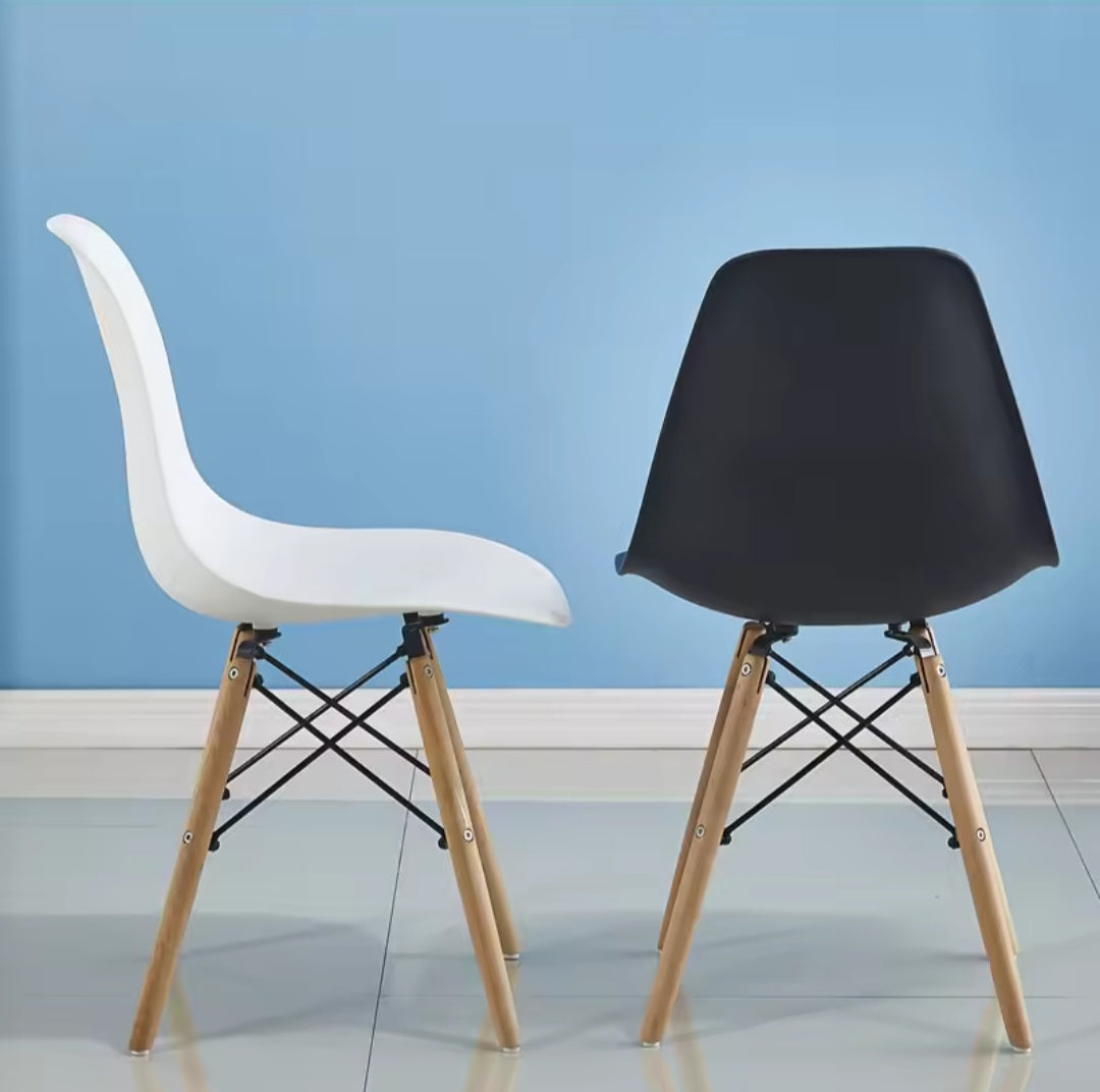 Plastic chair wood legs 