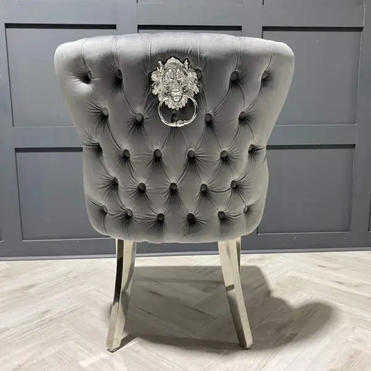 silver grey velvet dining chair