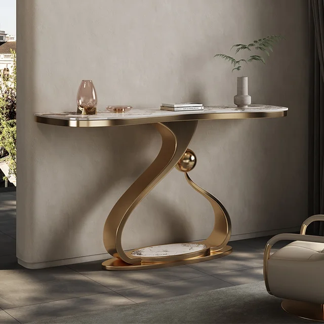 gold marble server console table