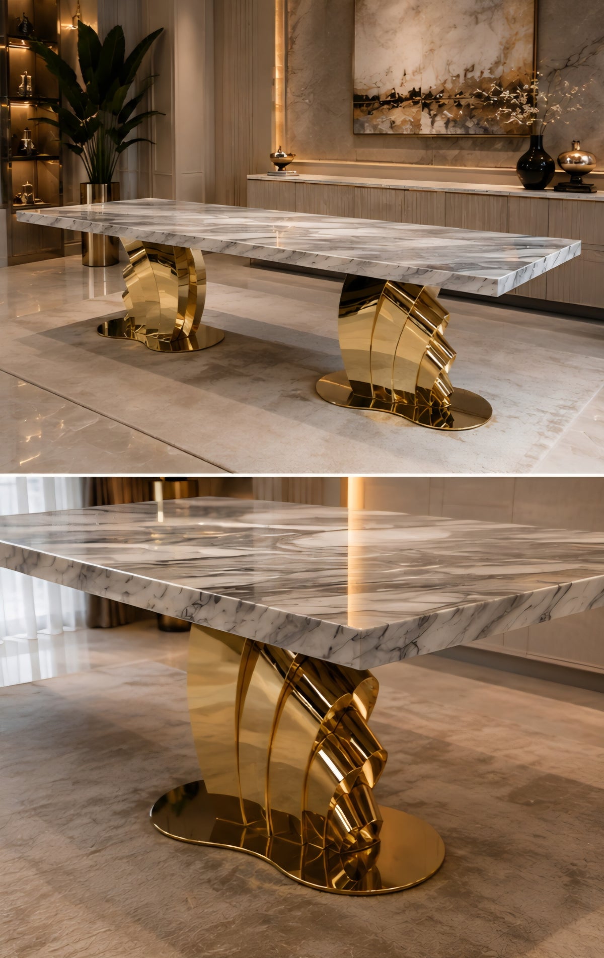 Gold luxury marble dining table 