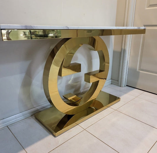 gold gucci console marble top